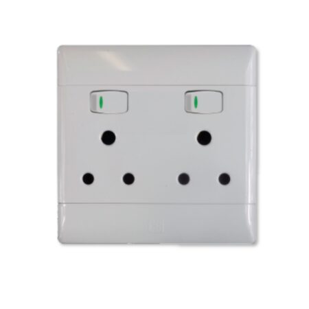 Switch Socket Double Complete 4x4 White