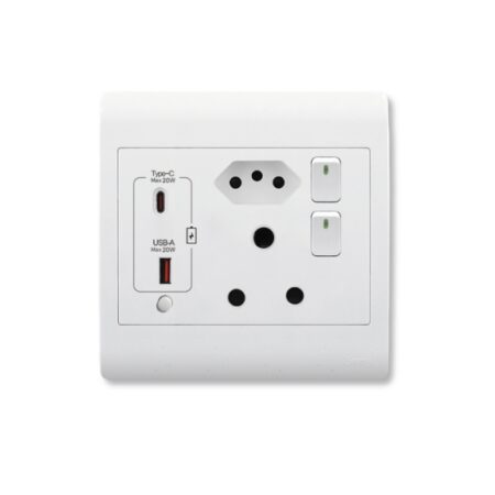 Switch Socket Combo 4x4 16A & 1x New RSA & 2x USB