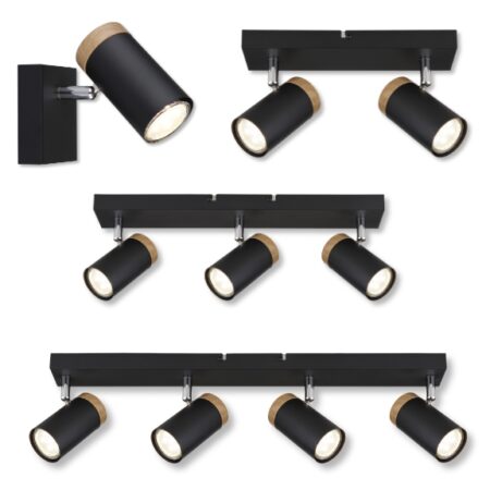 Spotlight Black With Wood Finish
