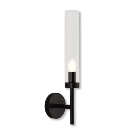 Wall Light Clear Glass Tube Black 1x SES