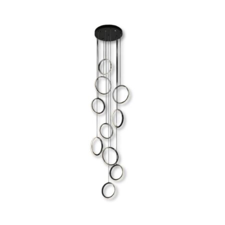 LED Round Ringfall Pendant 80W Black 3000K